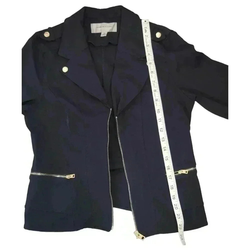 Marc NY Andrew Marc Knit Moto Navy Jacket Size Medium - Picture 11 of 12